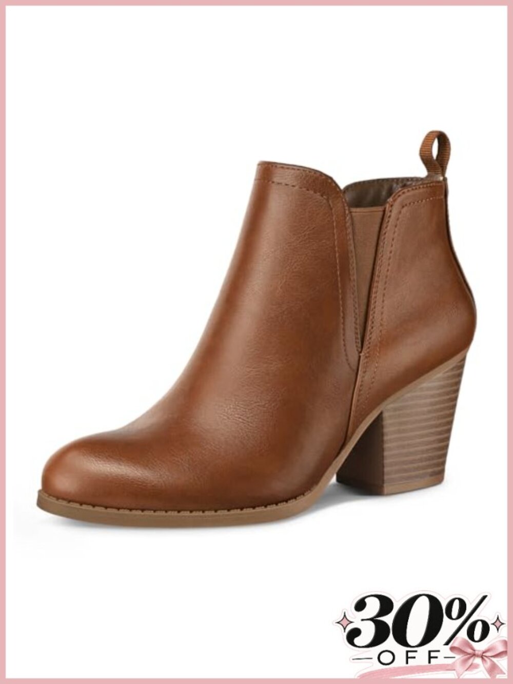Women's Ankle Boots Stacked Chunky Heel Booties with Side Zipper